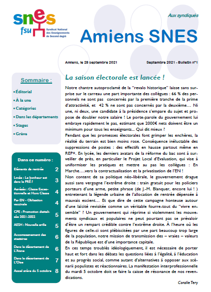 Septembre 2021 - Bulletin n°1