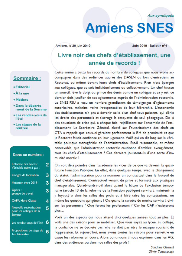 Juin 2019 - Bulletin n°4