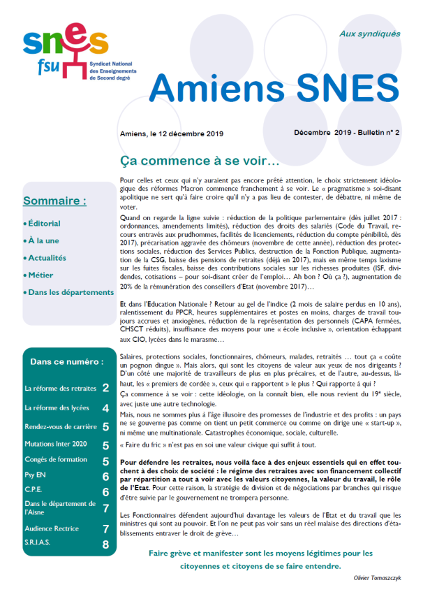 Décembre 2019 - Bulletin n° 2