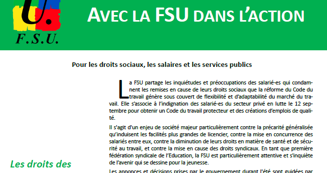 Revendications : Préparation pour la journée de grève du 12 septembre