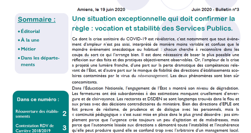 Juin 2020 - Bulletin n°3