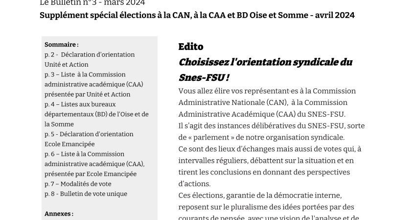 circulaire spéciale vote CAA et BD 2024