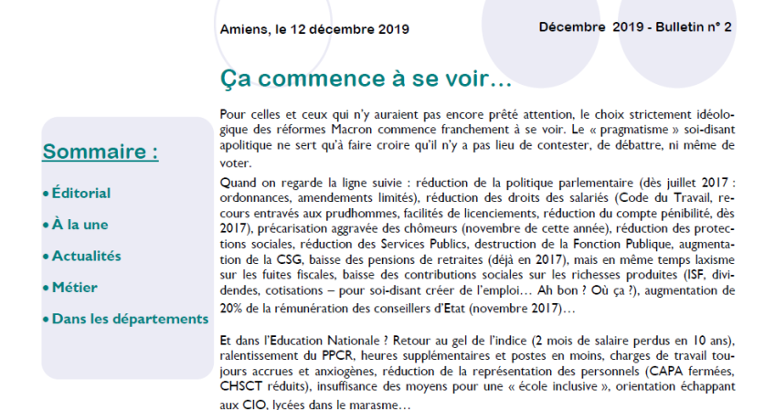 Décembre 2019 - Bulletin n° 2